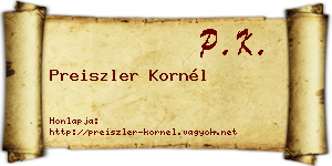 Preiszler Kornél névjegykártya